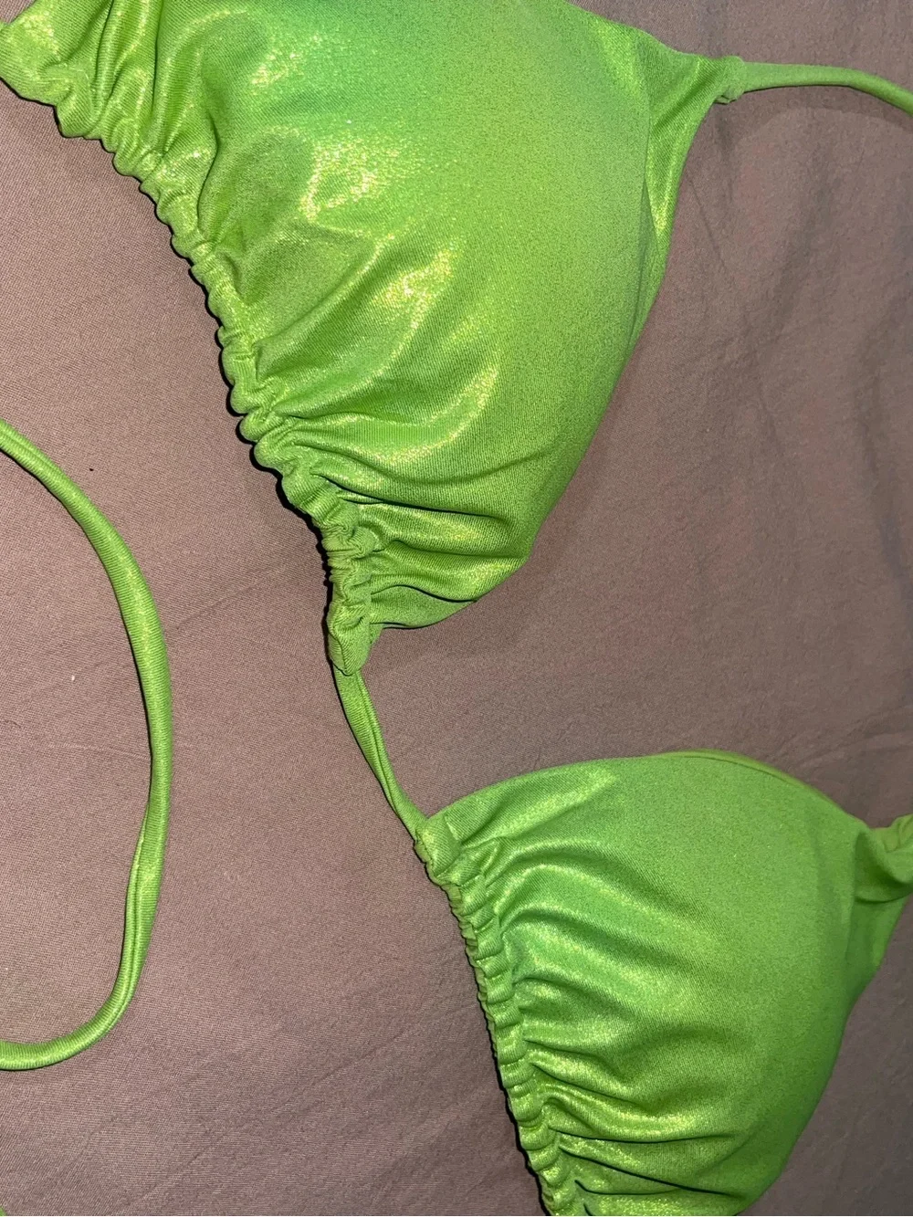 Urban Outfitters Lime Green Shimmery Triangle Swim Top - Picture 3 of 11